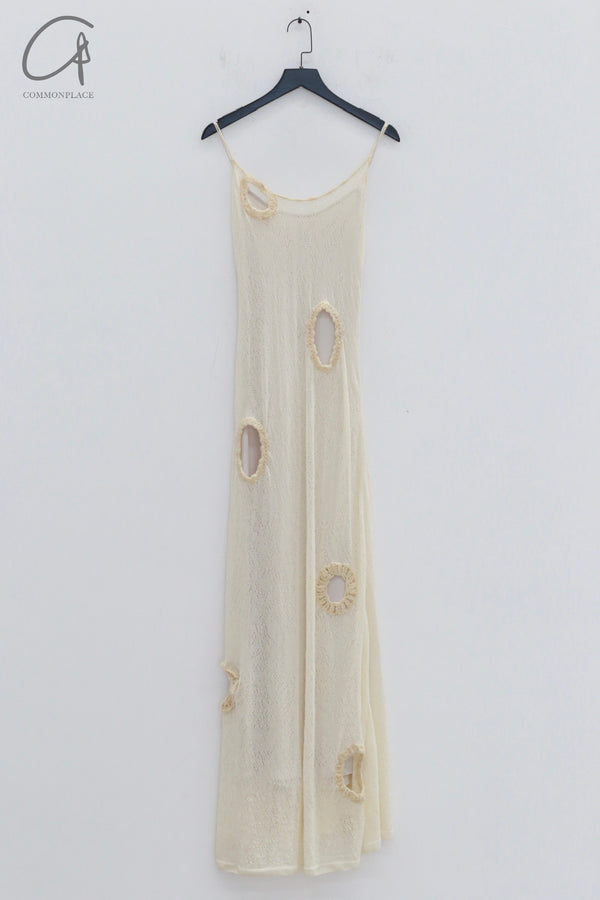 SWAYING 24 Autumn and Winter Crochet Splicing Suspender Long Skirt SW-SW24AW2L08-BAI White